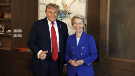 Von der Leyen blasts China’s ‘blackmail’ in appeal to Trump at G7