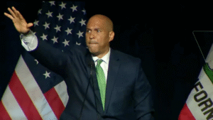 Booker slammed for alleged ‘Nazi salute’ to Cali Dems just months after Musk was dragged for same gesture