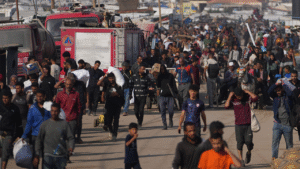 Tensions rise as Israel strongly denies firing on Palestinians at Gaza humanitarian site