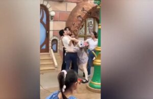 Disneyland China visitors caught on camera brawling over apparent line-cutting dispute