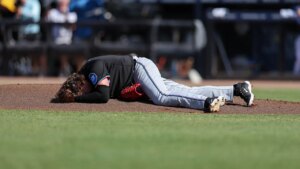 Marlins’ Ryan Weathers struck in head by catcher’s warmup throw in bizarre moment vs. Rays