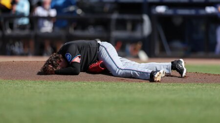 Marlins’ Ryan Weathers struck in head by catcher’s warmup throw in bizarre moment vs. Rays
