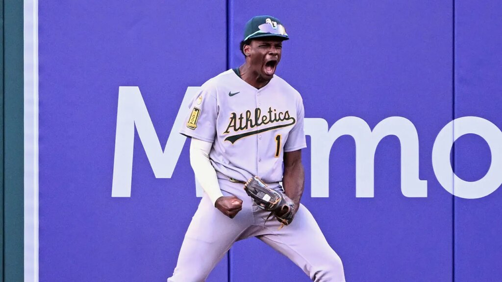 Athletics’ Denzel Clarke defies gravity with potential catch of the year against Angels