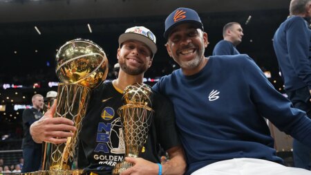 Stephen Curry’s father, Dell Curry, says Warriors star likely to compete in NBA ‘well into his 40s’