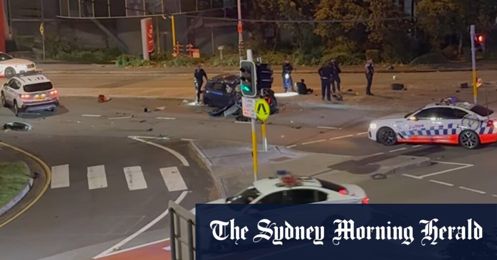 Teens’ inner west joyride ends in crash, Porsche lands on Macquarie Fields bed