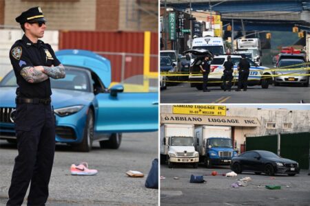 NYPD cop fires at armed BMW thieves who tried to mow down officers during heist from Queens shop: cops