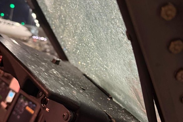 An image of the broken windscreen.