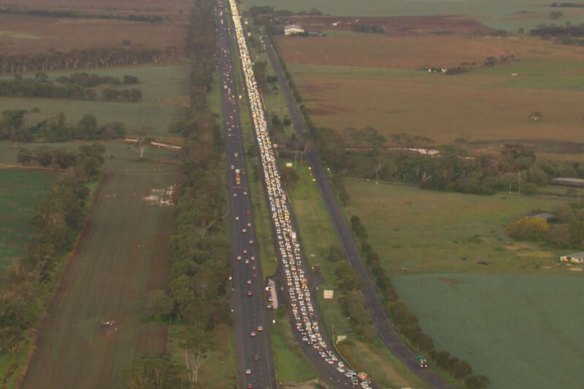 Motorists faced delays of up to two hours on the Princes Highway on Wednesday.
