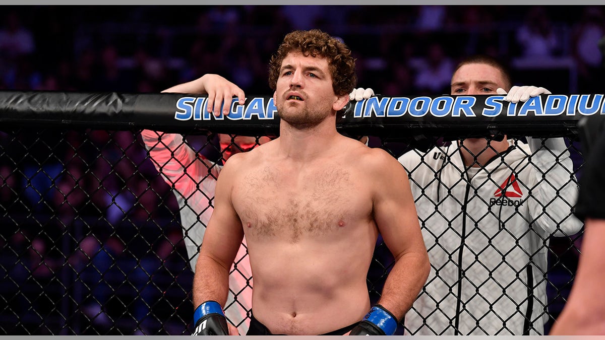 Ben Askren looks on during fight
