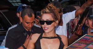 Miley Cyrus Shows Off Her Bust in Naked Dress That Barely Covers Her Nipples