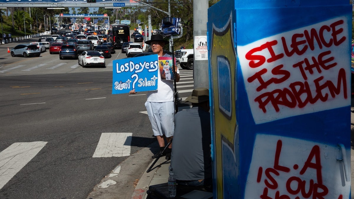 Dodger stadium demonstrators