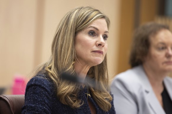 ESafety Commissioner Julie Inman Grant during a Senate estimates hearing at Parliament House in Canberra in 2024.