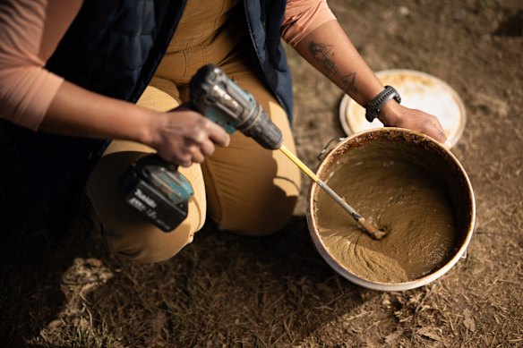 Kesh Mudaly makes biodynamic pruning paste from manure, clay, diatomaceous earth and casuarina tea.