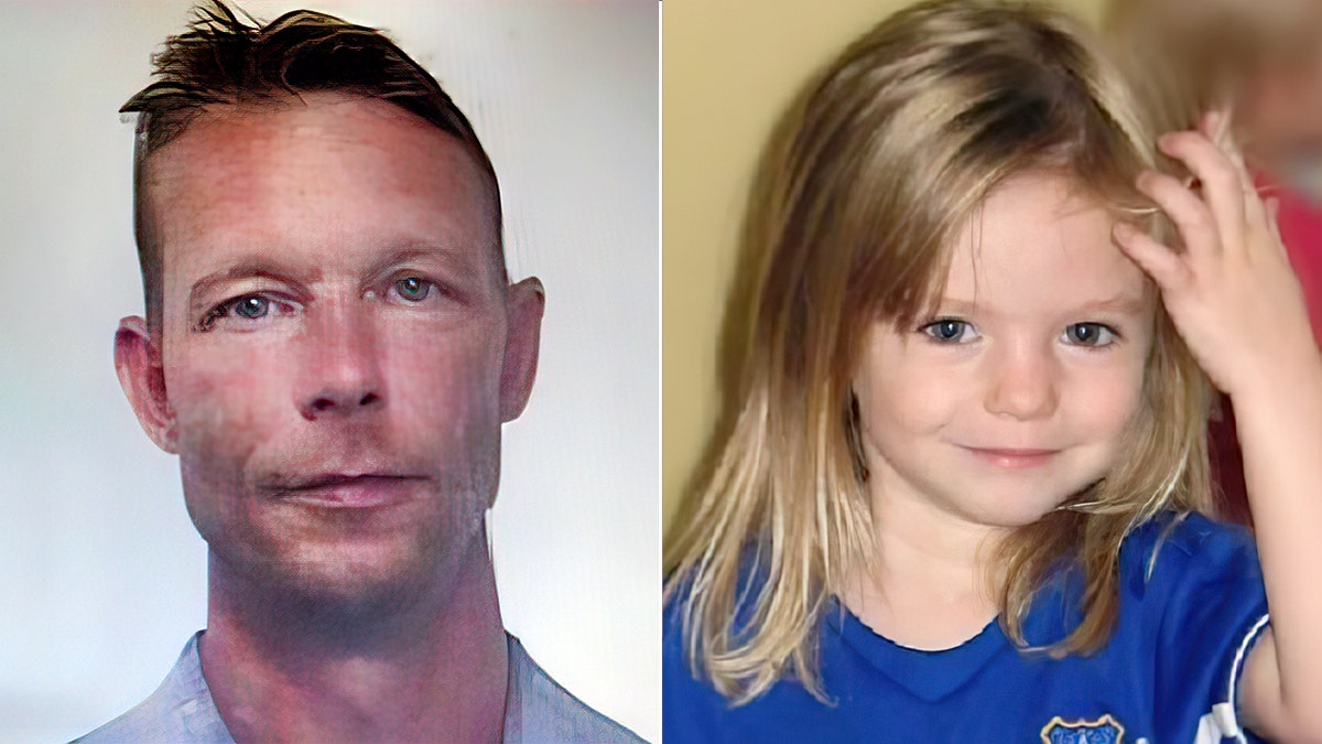 A split image of Christian Brueckner and Madeliene McCann