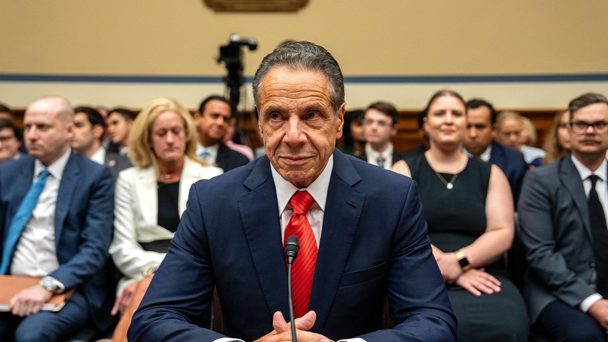 andrew cuomo in closeup shot in committee to testify