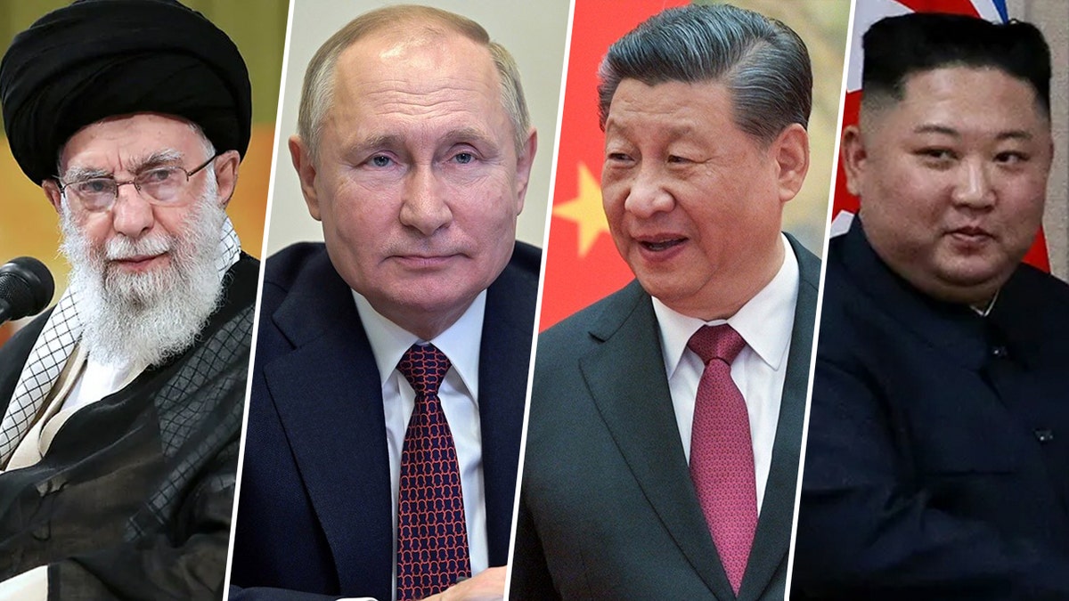 4-way split showing Khameini, Putin, Xi and Kim