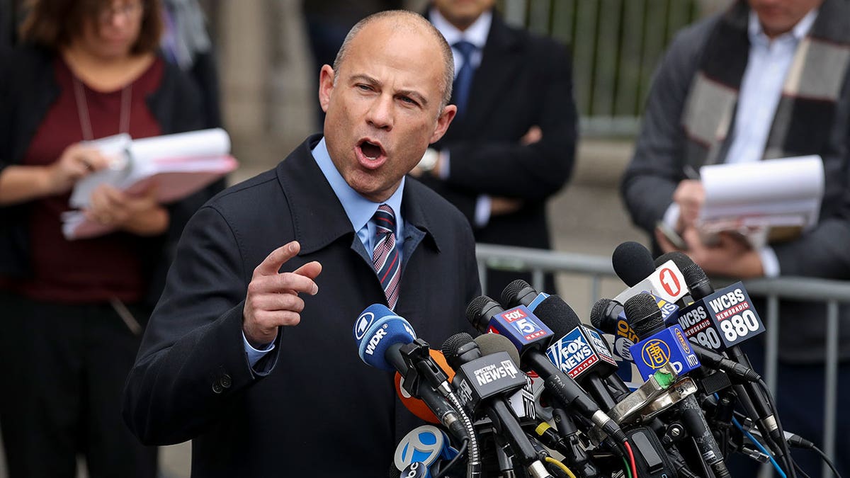 Michael Avenatti speaks to the press outside federal court after Michael Cohen's sentencing hearing, December 12, 2018 in New York City.