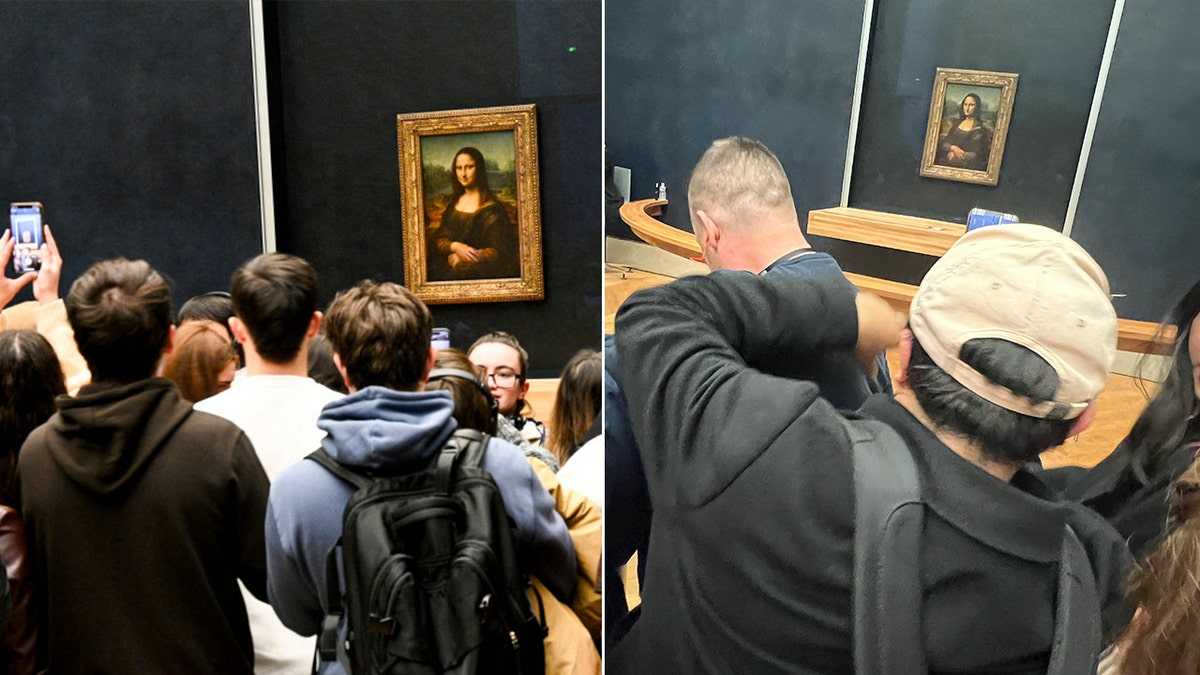 Crowds gather to take a picture of the Mona Lisa at a Paris museum.