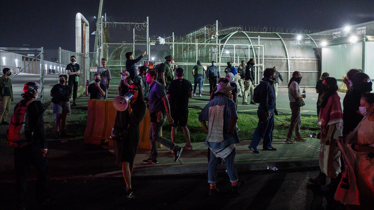 protesters outside detention facility