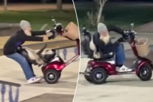 Grandpa shows off wild skatepark moves on mobility scooter: ‘Hold my beer’