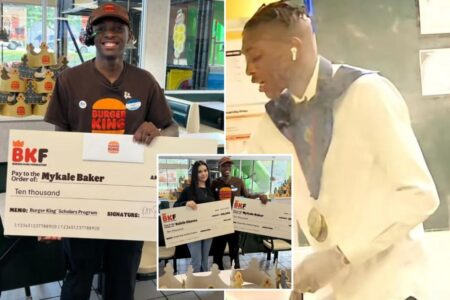 Burger King employee Mykale Baker who rushed to work shift after high school graduation gifted K scholarship from fast-food giant