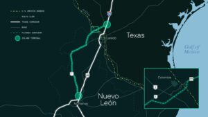 Map Shows B Rail Megaproject Between US and Mexico