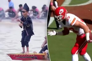 Boat racing kid’s smooth moves inspired the ‘aura framing’ trend — here’s why Travis Kelce and other celebs are taking part in it