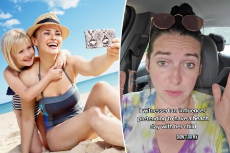 Influencer mom slammed for staging beach day with daughter for online views: ‘Saddest thing ever’