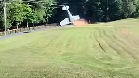 SEE IT: Small plane flips over in South Carolina backyard after pilot’s deliberate maneuver