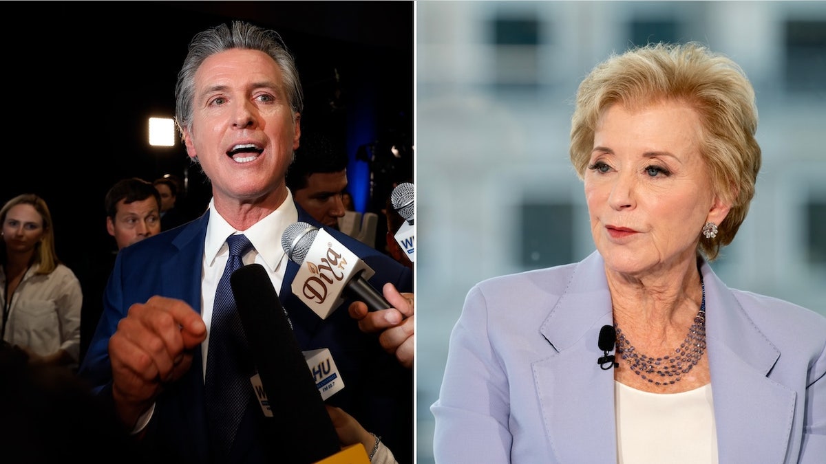 Gavin Newsom and Linda McMahon
