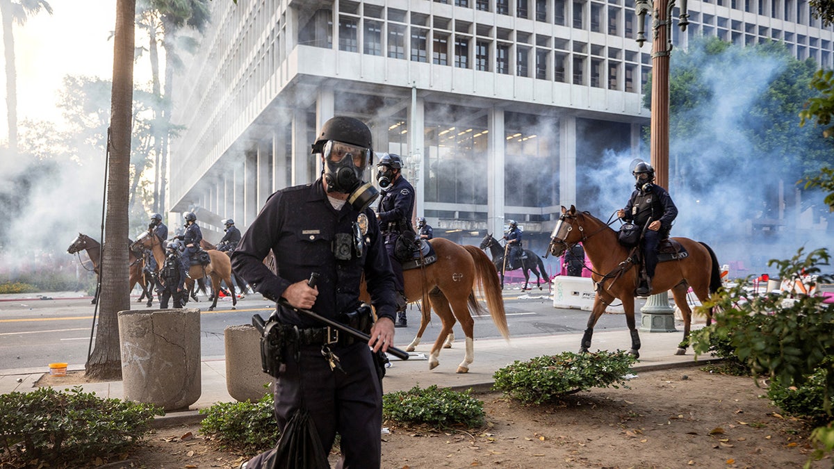 LAPD officers on horseback in June 2025