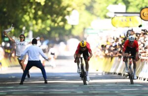 Security guard’s ‘swift move’ stops determined anti-Israel agitator at Tour de France finish