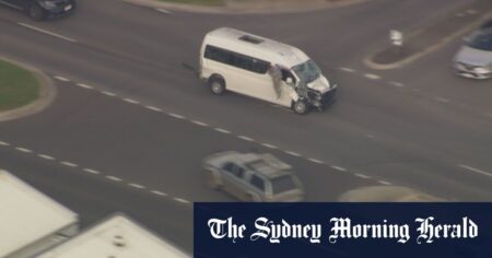 Man leaps out of moving van before being struck by police car