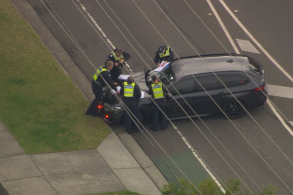 Police at the scene of the incident at Wantirna South in which multiple people were hit by a car.