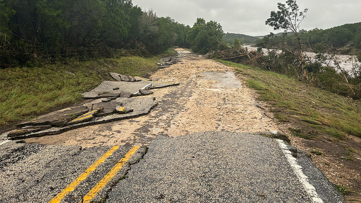 Shelby Willis shared a photo of the destruction caused by the Guadalupe River flood in Hunt, Texas on July 4, 2025.