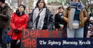 Pro-Palestine protester insists violent attacks on businesses not antisemitic as speaker predicts Israel’s demise