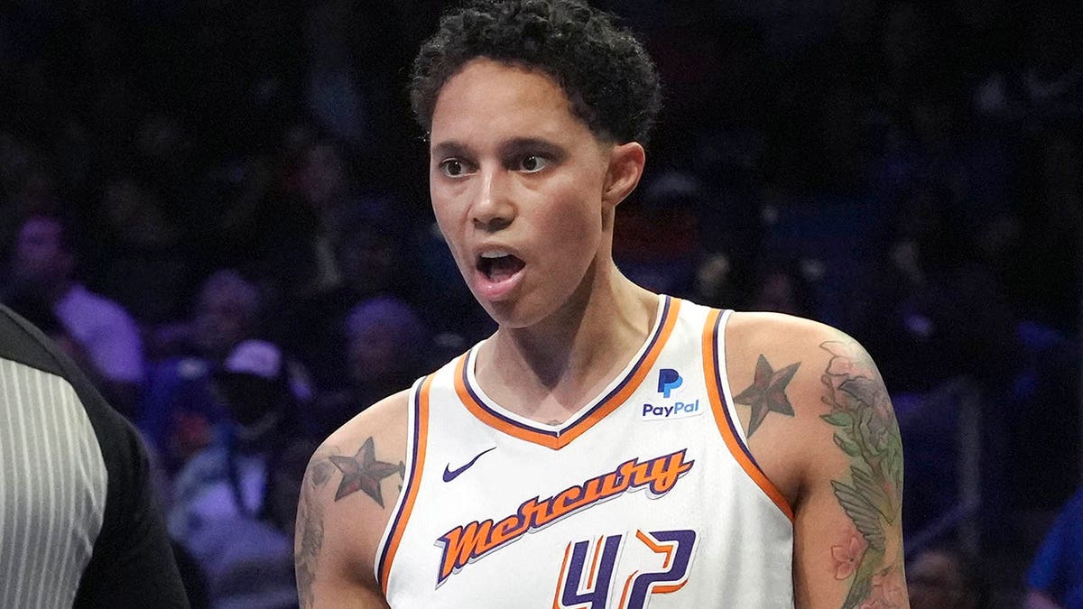 Brittney Griner questions a call