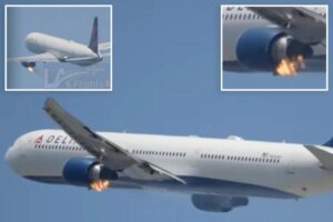 Delta Boeing 767 engine bursts into flames after takeoff from LAX airport: video 