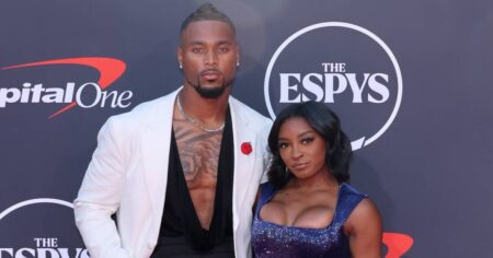 Simone Biles and Husband Jonathan Owens Share a Kiss on 2025 ESPY Awards Red Carpet