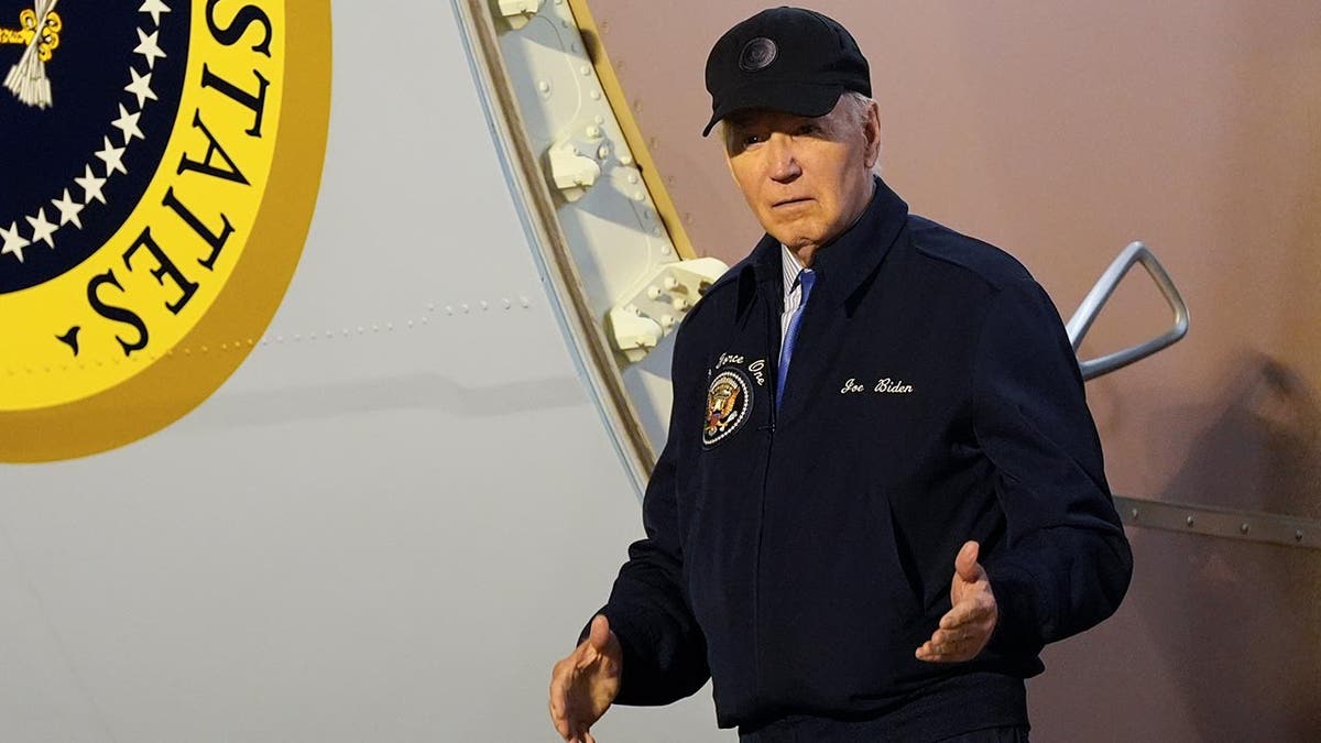 Joe Biden closeup shot stepping off air force one