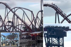 Cedar Point’s ‘Siren’s Curse’ rollercoaster breaks down for 4th time since opening, forcing riders to scale down 160-foot tall curve: video