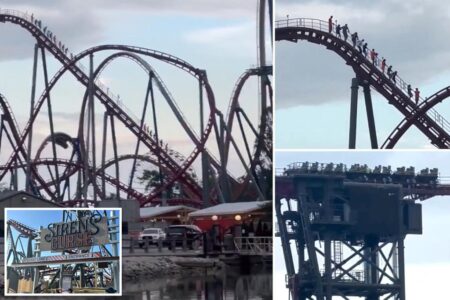 Cedar Point’s ‘Siren’s Curse’ rollercoaster breaks down for 4th time since opening, forcing riders to scale down 160-foot tall curve: video