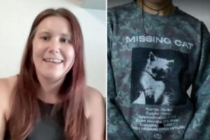 Couple hounded with calls after their number is listed on t-shirt decorated with missing cat poster