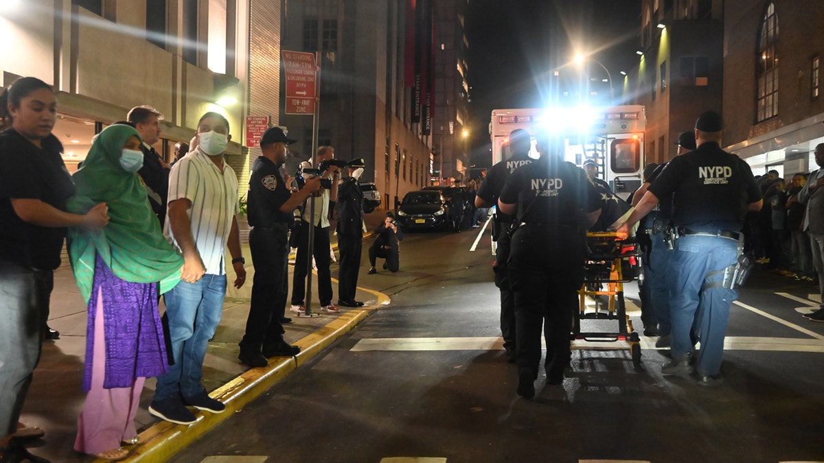 The dignified transfer of the late NYPD Police Officer Didarul Islam takes place at New York Presbyterian Well Cornell Medical Center after midnight following the mass shooting attack that killed him and three others while wounding a fifth person in Manhattan, New York, on July 29, 2025.