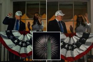 Melania does President Trump’s signature dance as first couple celebrates Fourth of July at White House