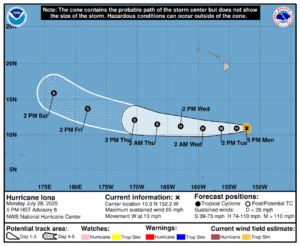 Hurricane Iona Path Tracker, as Major Storm Forms South of Hawaii
