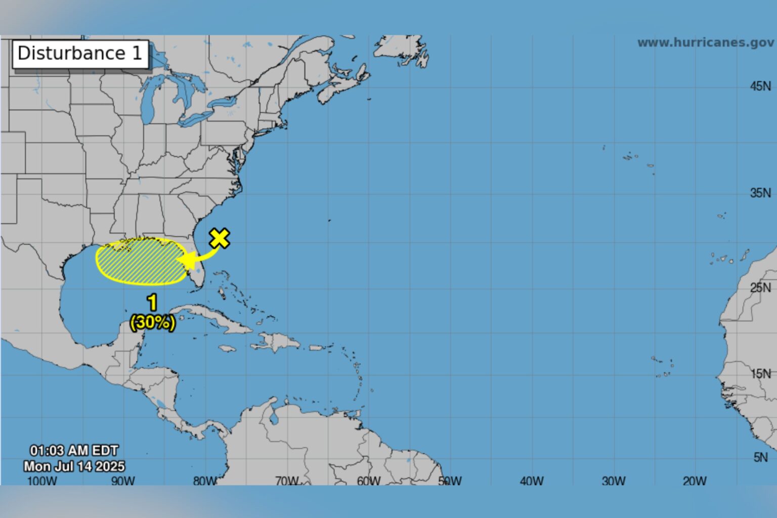 Tropical Storm Map Tracks Storms Off Four States