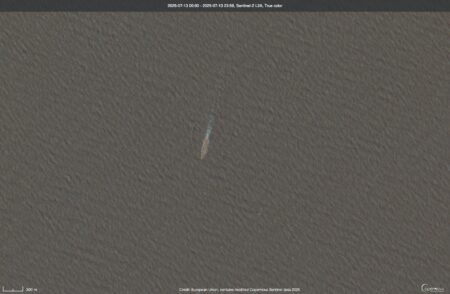 Satellite photo captures US aircraft carrier USS Nimitz deployed near Iran