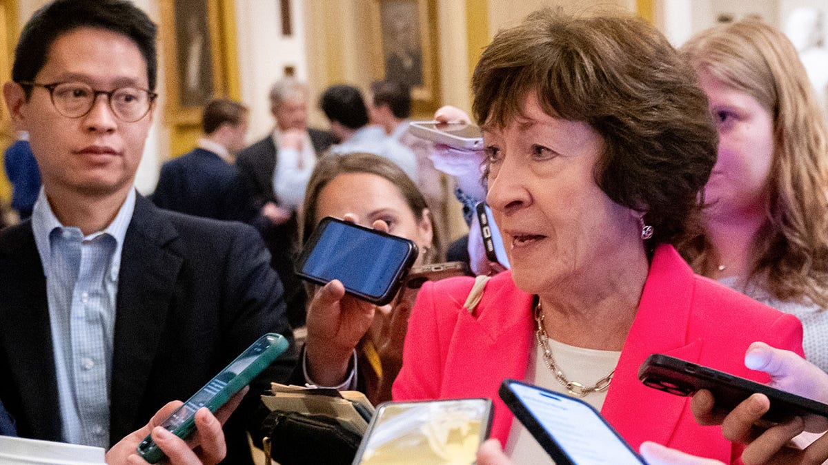 Senator Susan Collins, a Republican from Maine, speaks to members of the media following the Senate Republican policy luncheon at the US Capitol in Washington on June 4, 2025.