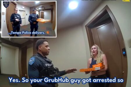 Arizona police officers deliver pizza to shocked customer after arresting Grubhub driver: ‘Should still be warm’